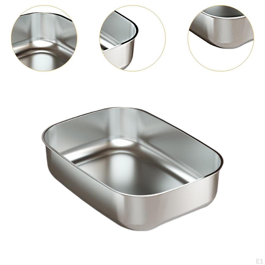 Лоток для кошачьего туалета из нержавеющей стали с высокими бортиками, контейнер для кошек, открытый лоток для питомцев