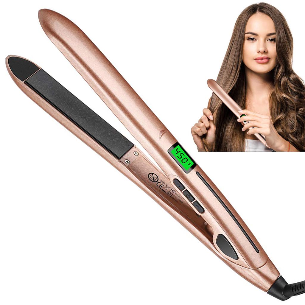 Выпрямитель для волос Flat Iron с двойным напряжением, быстрый нагрев, ЖК-дисплей, автоматическое отключение, горячий утюжок для всех типов волос, щипцы для завивки волос