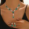 Luxury Sparkling Water Drop Necklace Earrings Set, High-End, Bridal Jewelry