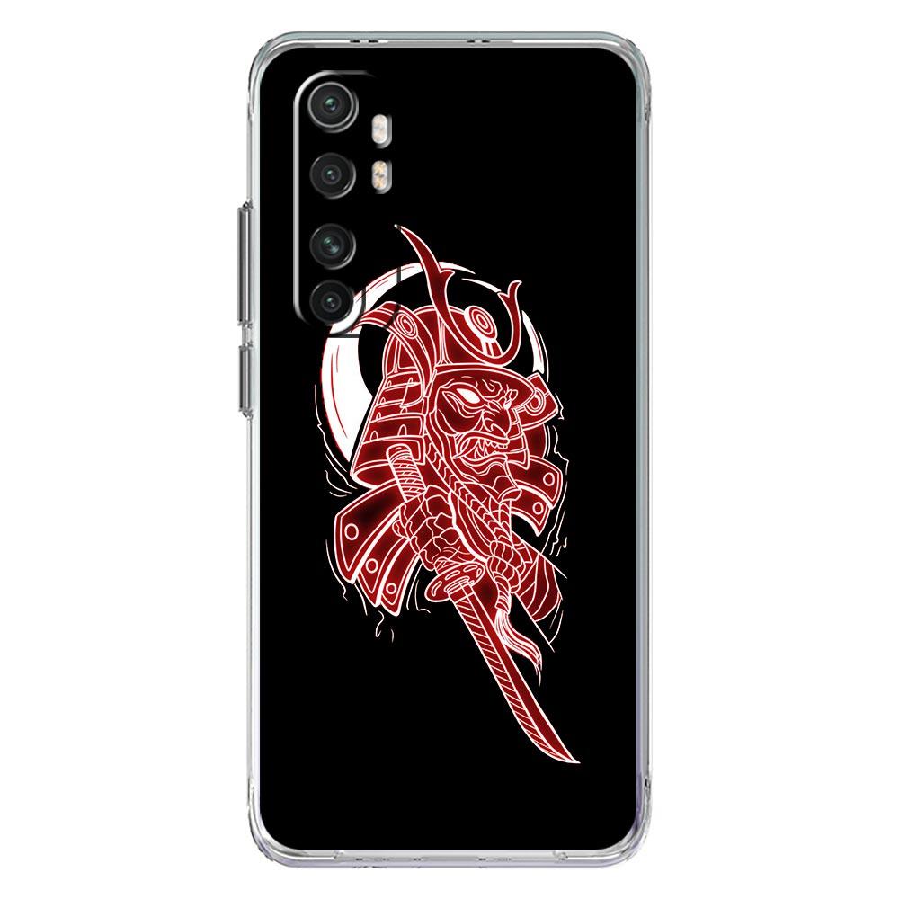 Неоновый чехол для телефона Samurai Oni Mask для Xiaomi Mi 12T 10 12 Lite 11 Ultra 11X 11T Pro 11i Poco X4 X3 NFC F3 M3 M4 5G Прозрачная крышка