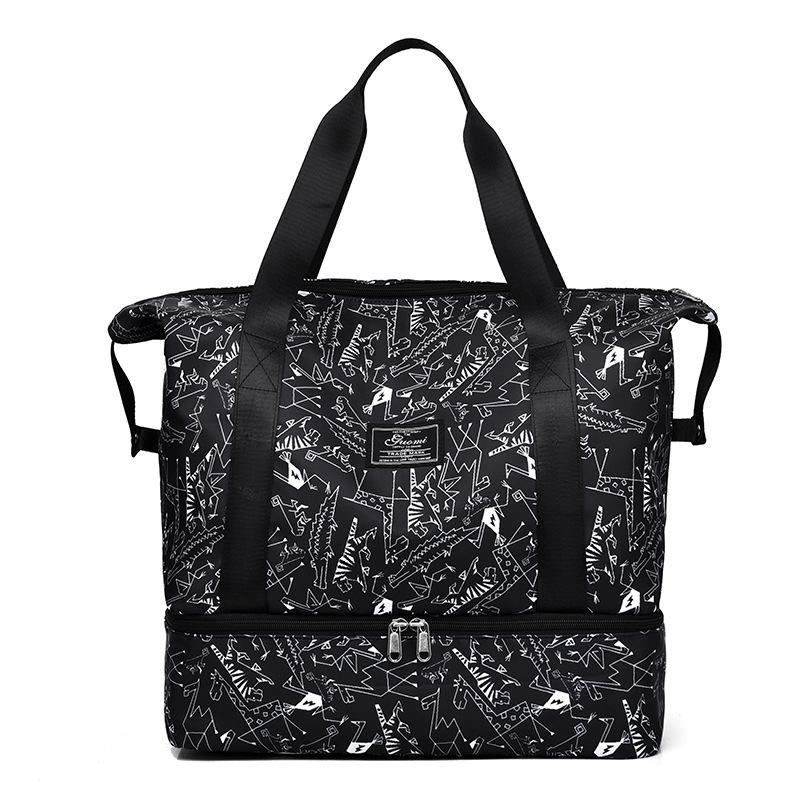 Модная дорожная сумка для фитнеса с принтом, граффити, сумка на одно плечо, большая вместительная сумка в полоску, расширяемая дорожная сумка для йоги