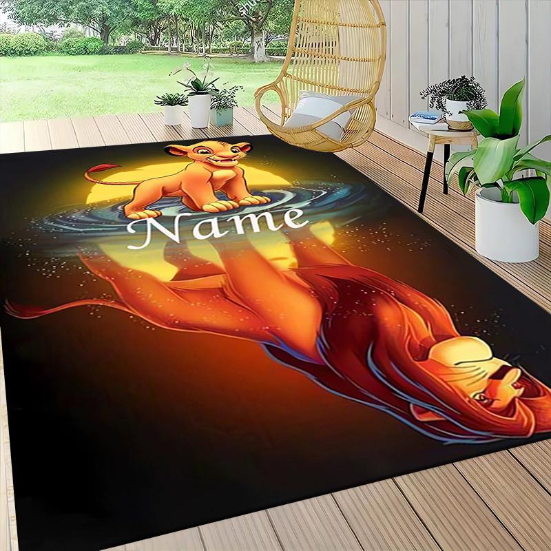 Custom Name Lion Majesty Carpet Rug Customizable Soft Washable Anti-Slip Home Living Room Sofa Mats Personalized Rug. 0909304