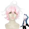 Аниме Danganronpa Dangan Ronpa Nagito Komaeda Косплей Парик Короткий Градиент Белый Розовый Вьющиеся Жаропрочные Синтетические Волосы Парик