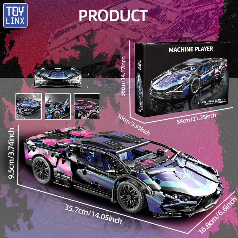 67128 Cars 1314PCS Building Kits for Adults, 1:14 Scale Super Car Building Block Remote Control Car Building Kits for Men Teen