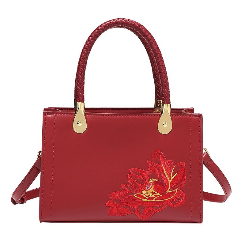Свадебная сумка WDPOLO, женская сумка, новинка 2023 года, роскошная атмосфера, большая вместительная сумка для мамы с вышивкой лотоса, сумка 8095
