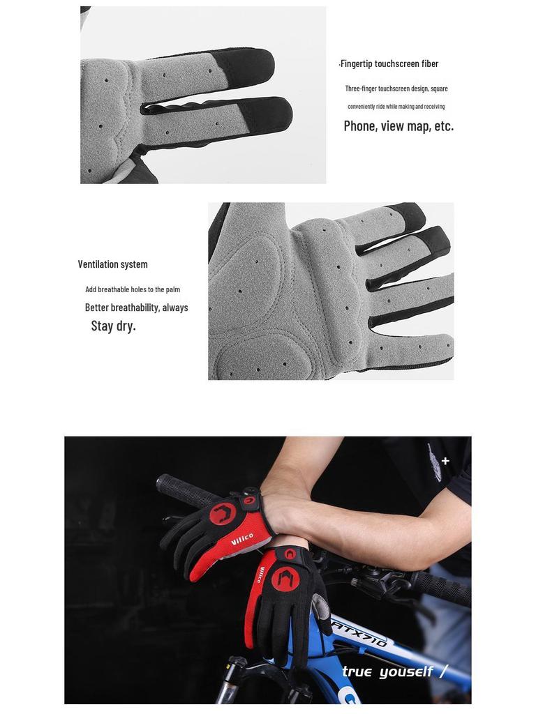 Summer Non-Slip Shock-Absorbing Cycling Gloves for Men and Women – High Temp Resistant Long Finger MTB Gloves