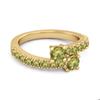 Peridot Twin Stone Pavé Bypass Ring - Sterling Silver Gold Vermeil