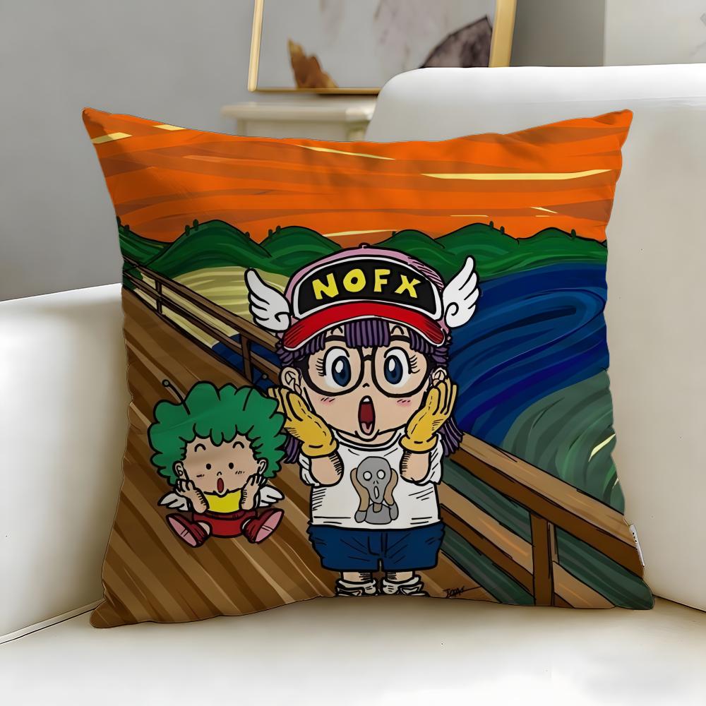 classic anime Dr Slump Cushion Cover Soft EasyWash Pillow Case Versatile for Couch Bed Travel and Office