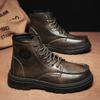 Autumn Men's New High-top Lace-up Casual Outdoor Martin Boots Teen Fashion Trend Thick-soled Outer Leather Boots