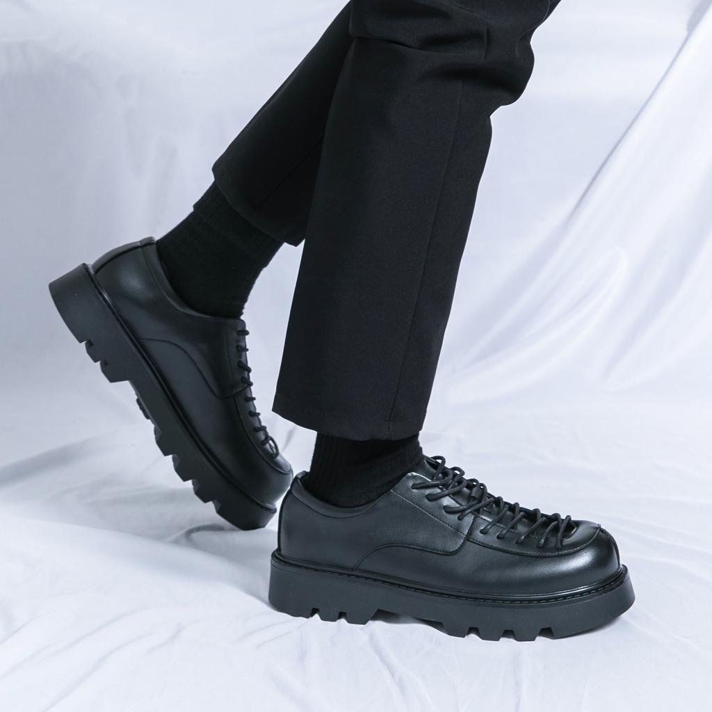 Модные повседневные мужские туфли с квадратным носком, деловые, мужские, универсальные, кожаные, на платформе, оксфорды, обувь на шнуровке, толстые, мужские, дерби