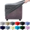 Square Elastic Ottoman Cover Thicken Velvet Footstool Covers 360 Degree All -Inclusive Chair Cover Protector For Living Room