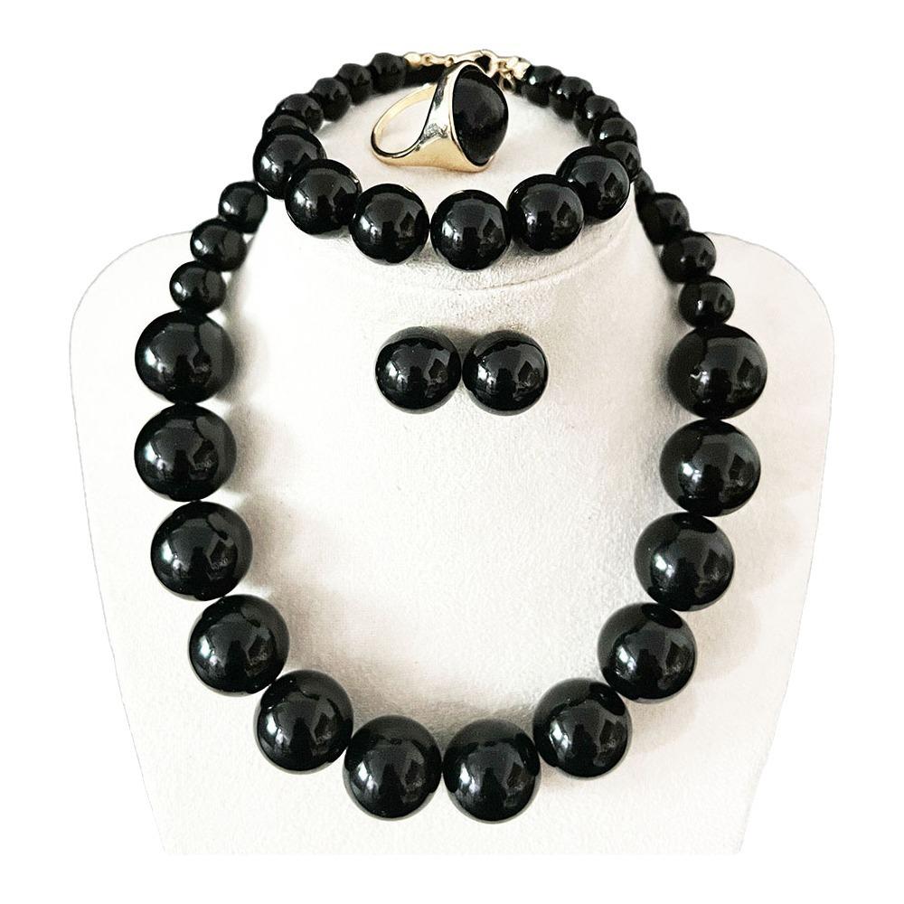 Light Luxury Necklace Bracelet Earring Ring Sets Vintage Style French Pearl Necklace Holiday Gifts