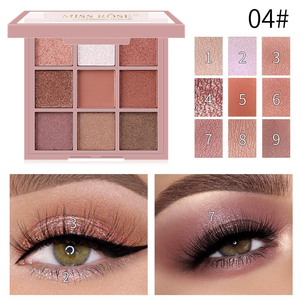 MISS ROSE 9-в-1 Изысканные тени для век для девочек Перламутровые водостойкие тени для век Модные сексуальные тени для век