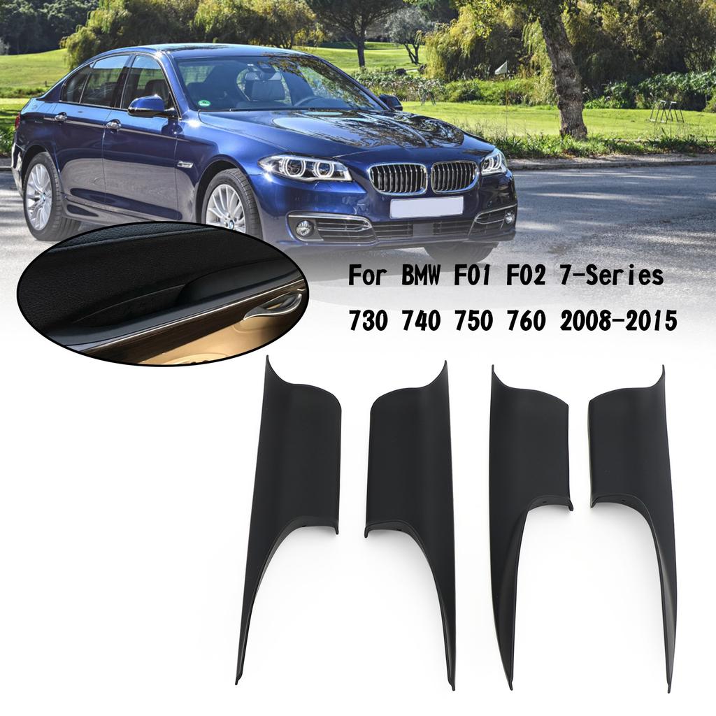 4PCS Front Door Inner Handle Pull Carrier Cover For BMW 7 F01 F02 2008-2015