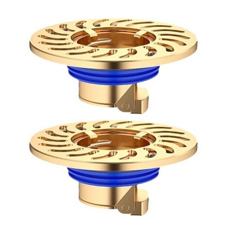 2Pcs Copper Floor Drain Bathroom Sewer Dectable Drainer Hair Catcher Washing Machine Ground Leakage Easy to Use