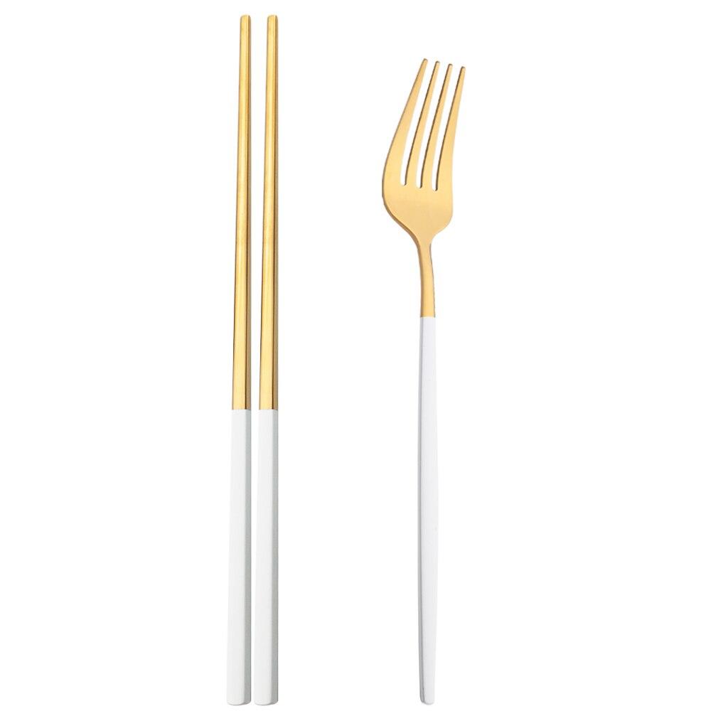 Черный набор столовых приборов из нержавеющей стали, обеденная вилка, палочки для еды, портативный набор столовой посуды, 2 шт., столовое серебро, кухонная посуда в западном стиле, домашняя посуда