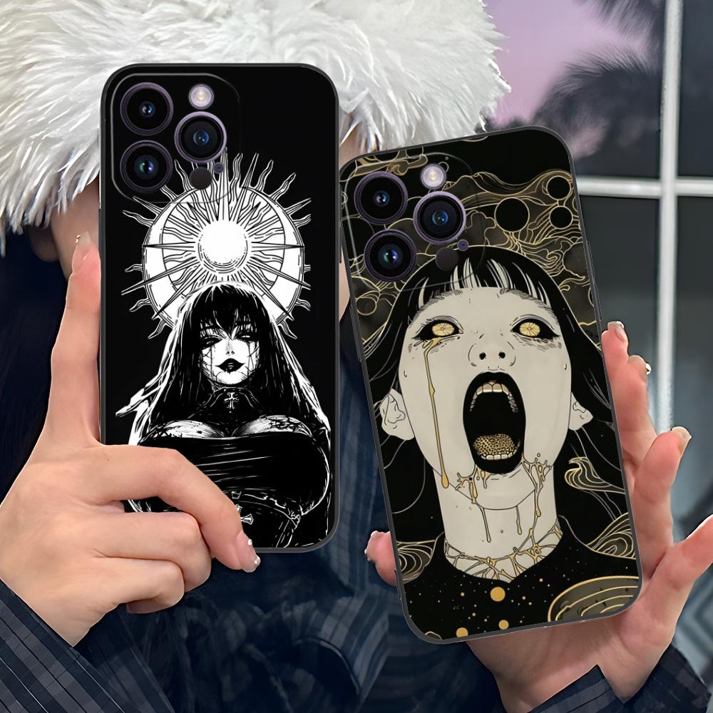 Ужасы Готический Арт Чехол для Мобильного Телефона для iPhone 17 16 15 14 13 12 11 X XR XS 8 7 Air Pro Max Plus Mini Цветной Чехол Красивый