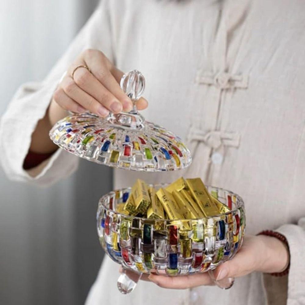 Элегантная стеклянная банка для конфет в европейском стиле, пылезащитная, с крышкой, Хэллоуин, контейнер для хранения конфет, разноцветная фруктовница, орехи
