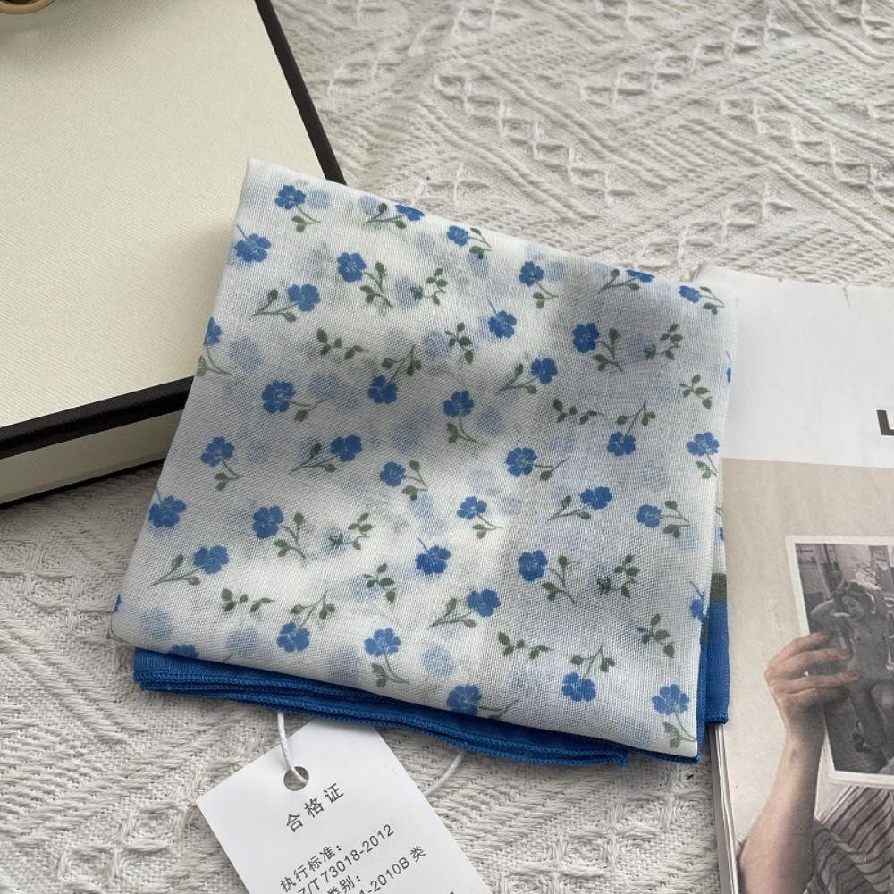 Floral Print Pattern Hair Scarf Double Sides Head Handkerchief Silk Scarf  Spring Summer Fall