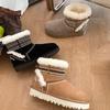 Womens Short Snow Boots Winter Warm Wool Lined Flat Heel Round Toe Slip-On Ankle Boot