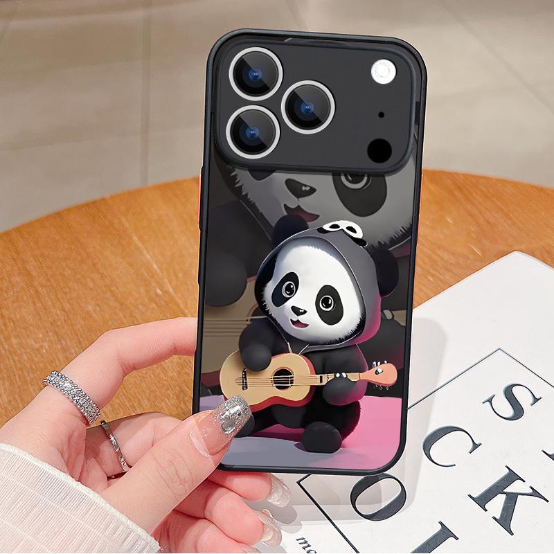 Милый 3D рельефный чехол для телефона с рисунком панды для iPhone 17 Pro Max Funda iPhone 16 Pro Max 13 15 14 17 Air 16e Матовая задняя крышка Coque
