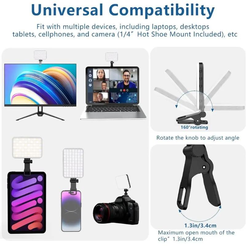 Портативная мини светодиодная селфи-подсветка 3 режима регулируемой яркости USB-перезаряжаемая лампа для телефона, компьютера, прямых трансляций, видео, макияжа