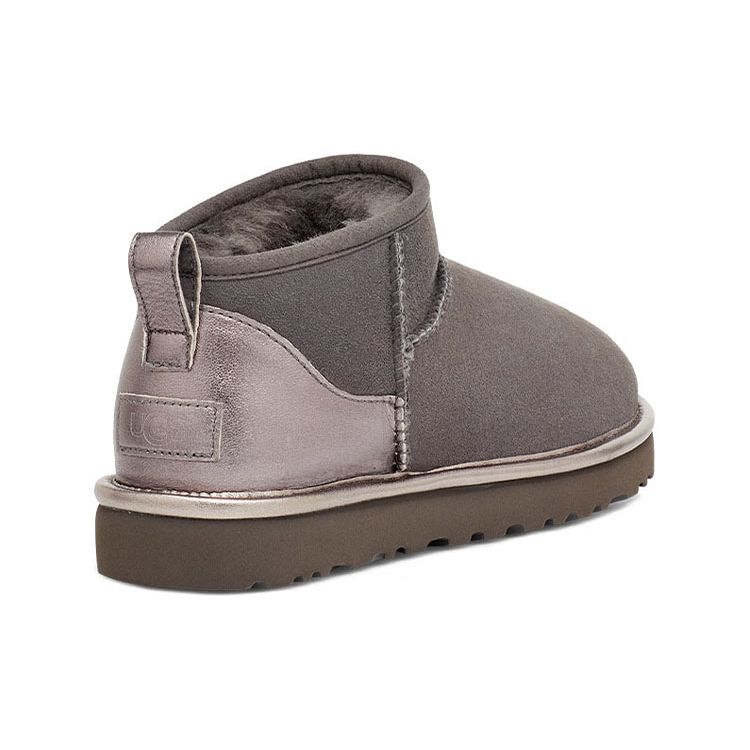 UGG Classic Ultra Mini Shine Sheepskin Warm Durable Comfortable Ankle Snow Boots Women Boots Charcoal 1123634-CHRC