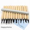 [HappyHome] Carving Tools 12-Piece Set with Whetstone, Storage Case, and Cleaning Cloth; 13.5cm Wood Carving Tools