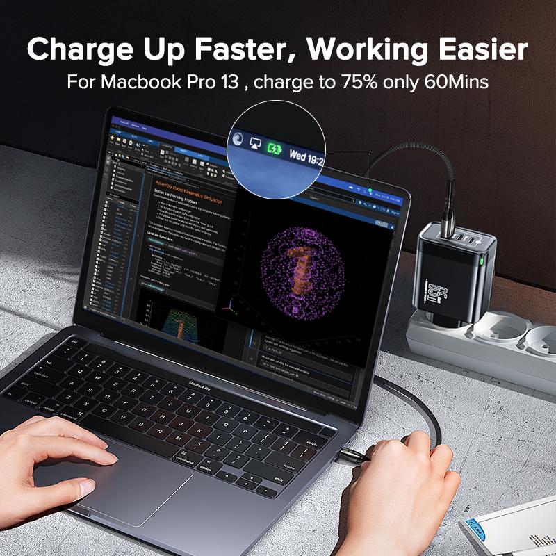 QOOVI Зарядное устройство GaN 65 Вт, USB Type C, быстрая зарядка, адаптер быстрой зарядки 4,0, зарядное устройство USB-C PD для Samsung Xiaomi Macbook iPhone ipad