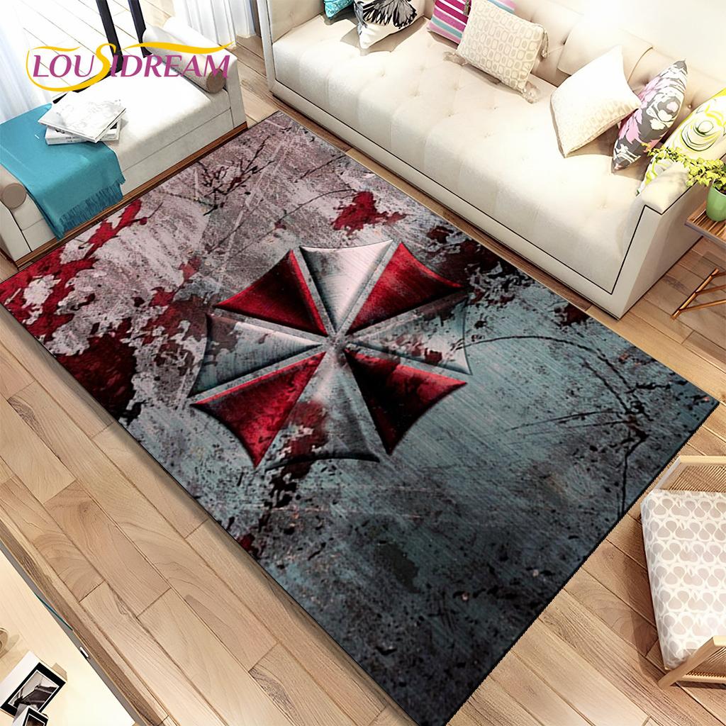 3D R-Resident Evil Games Gamer Area Rug, ковер для гостиной, спальни, дивана, коврика для двери, детский игровой нескользящий коврик