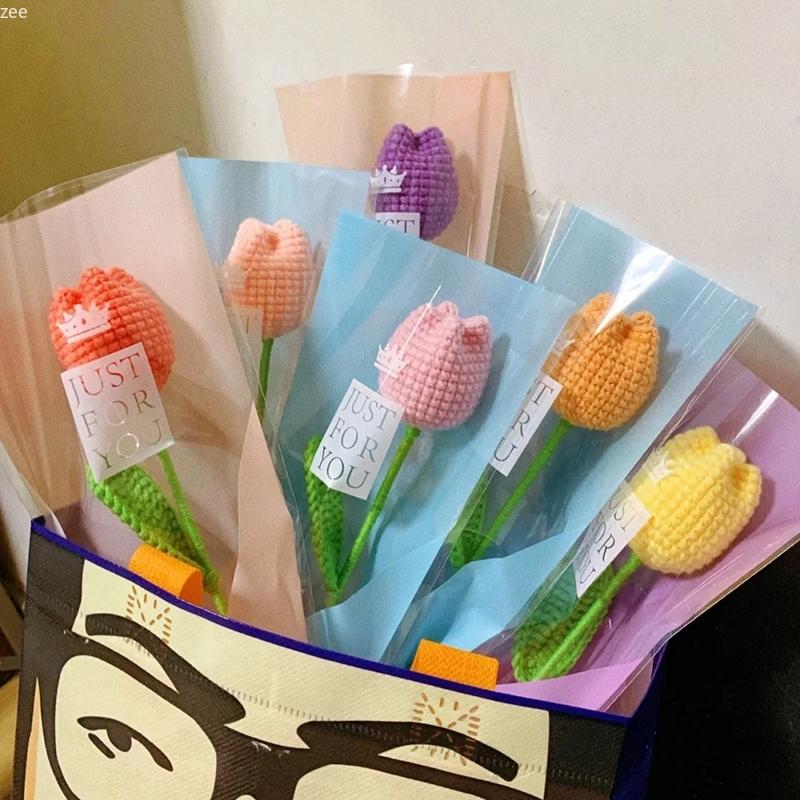 Милый букет цветов в форме сердца Вязаные крючком цветы Цветы ручной работы Подарки на День святого Валентина Украшение для вечеринки Букет Peluche Свадьба