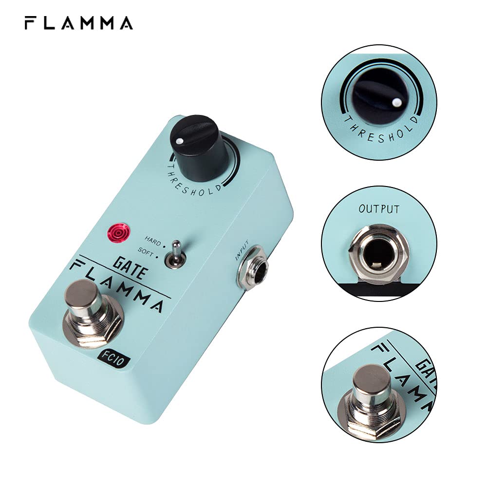 FLAMMA FC10 Noise Gate Guitar Pedal Noise Killer Smart Noise Reduction Noise Suppressor Effect Pedal True Bypass Noise Gate Green