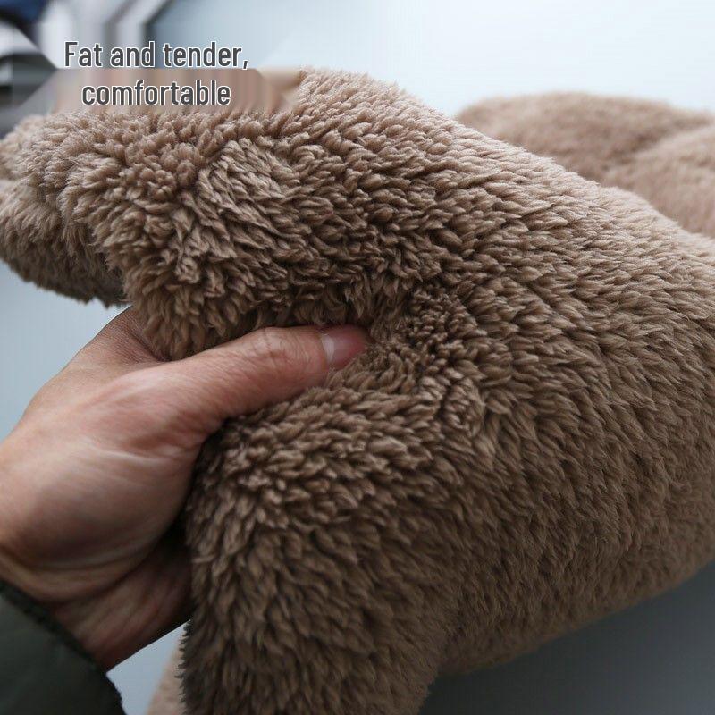 Двусторонний плюшевый свитшот из кораллового флиса с круглым вырезом - Мужской большого размера, Осенне-зимний модный теплый пуловер-куртка.