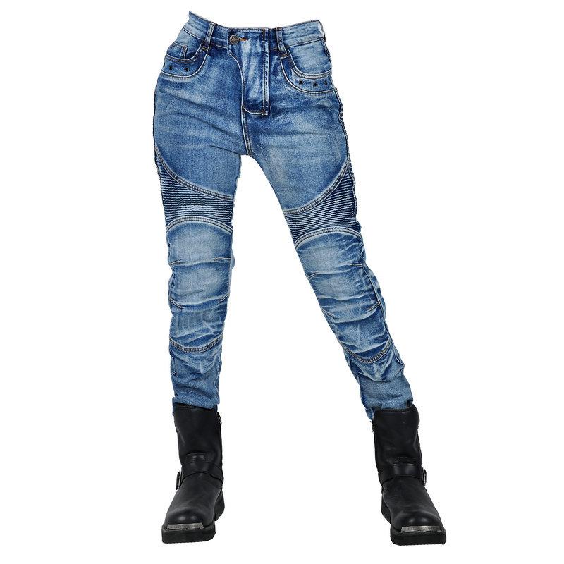VOLERO+Motorcycle Wash Jeans Women's Vintage Motorcycle Casual Riding Pants+Kevlar Anti Wear And Anti Drop