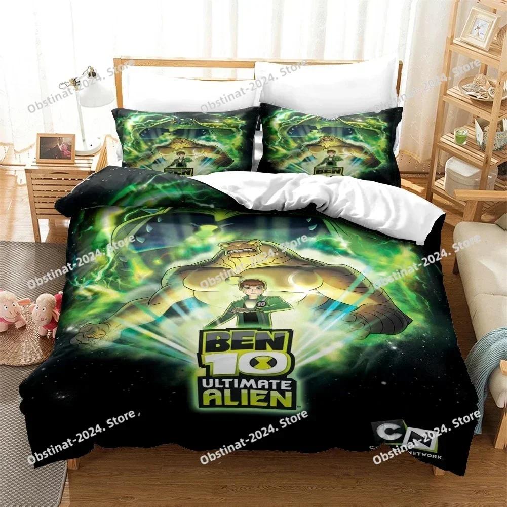 3D мультфильм Ben10 пододеяльник с наволочкой комплект постельного белья односпальная двуспальная кровать двуспальная кровать размера «king-size» комплект для декора спальни
