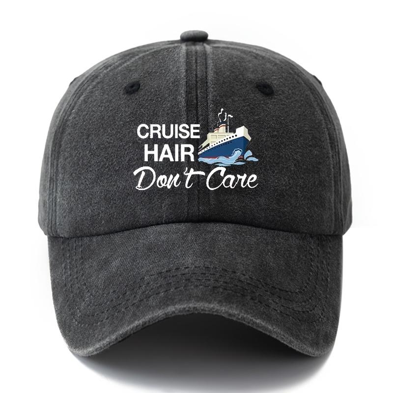 MAKEFGE Unisex Polyester Baseball Cap Casual Cruise Hair Dont Care Print Adjustable HipHop Hat with Curved Brim