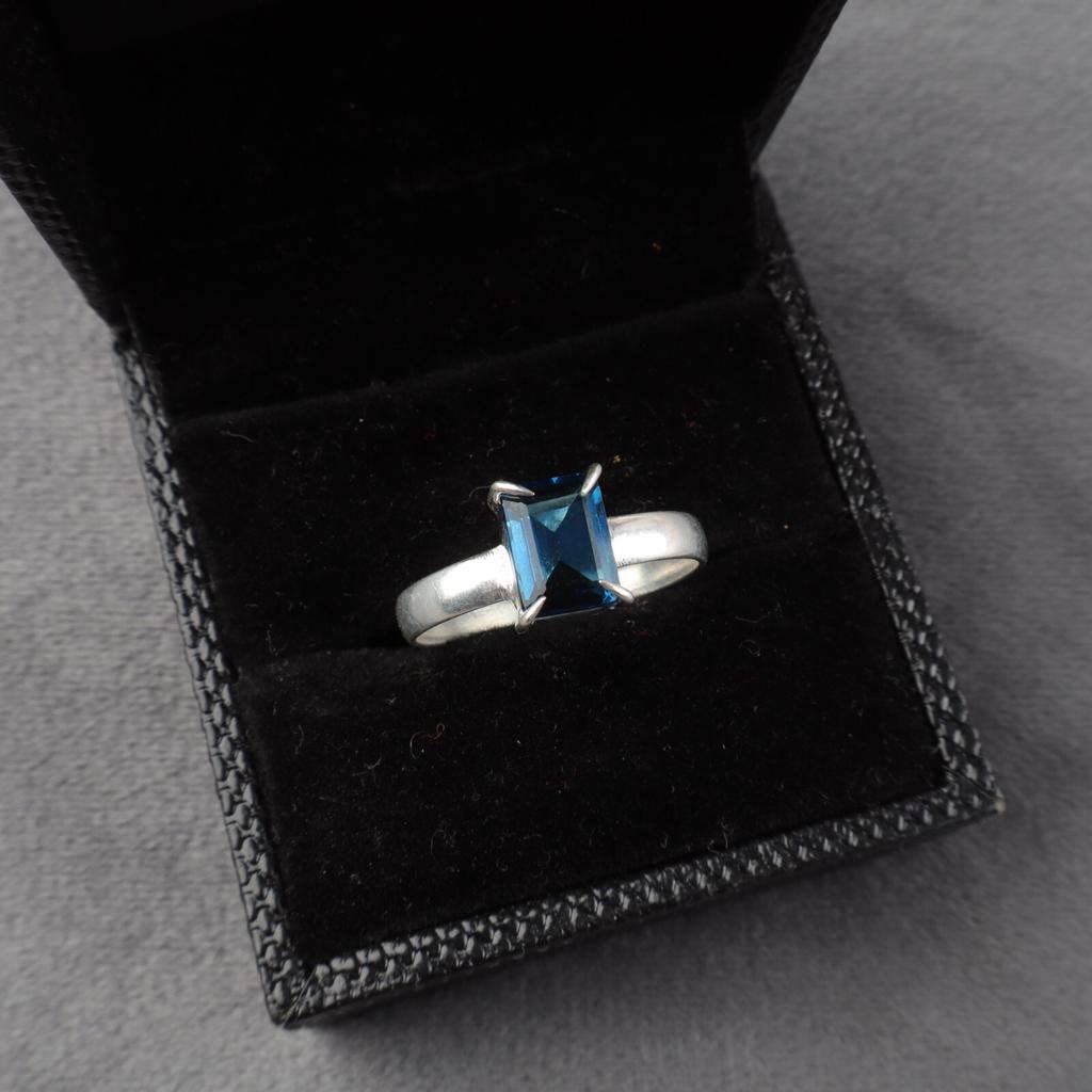 Natural London Blue Topaz Gemstone 925Sterling Silver Jewelry Handmade Boho Ring RR-30-1