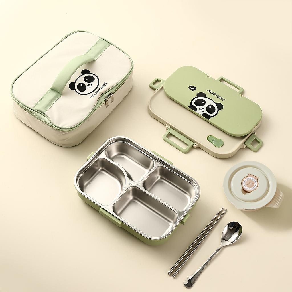 4/5 Grids 304 Stainless Steel Bento Lunch Box With Tableware Microwave Safe Children Portable Sealed Fruit Salad Food Container