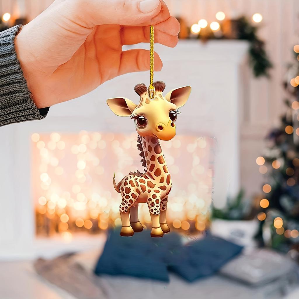 2D Acrylic Cute Giraffe Car Interior, Holiday Decorations, Christmas Tree Decorations, Couple Gifts, Home Decor, Keychain