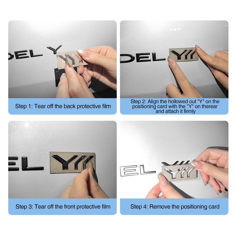 Heenvn ABS Y Letters Car Logo Emblem Badge 3D Chrome Sticker For Tesla Model Y Juniper 2025-2026 Model Y 2021-2024 Auto Exterior