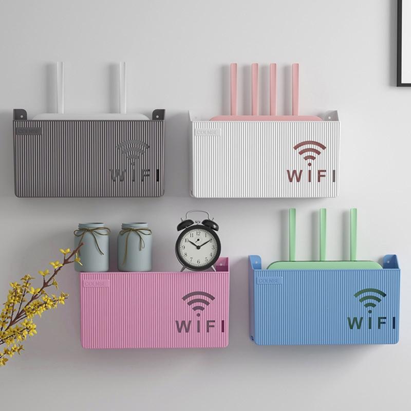 Sturdy Plastic Shelf Organizers Holds Router TV Box Optimizes Desk Space