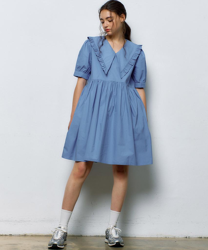 Manavis Seven Marilyn Cotton Collar Dress [Blue]