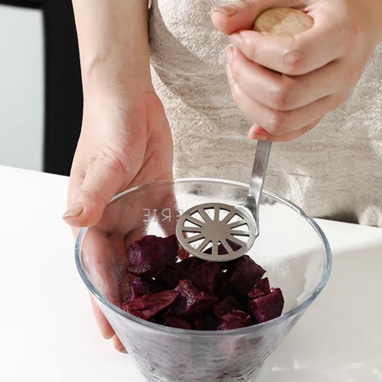 Машинка для картофеля из нержавеющей стали, деревянная длинная ручка, пищевой многофункциональный ручной инструмент для измельчения моркови и овощей, кухонные гаджеты