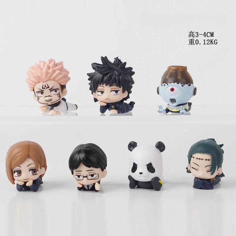 7 шт./комплект Мини-фигурки Аниме Jujutsu Kaisen в лежачем положении 3-4 см Сатору Годжо Мини Милые GK ПВХ Статуэтка Коллекционные Игрушки