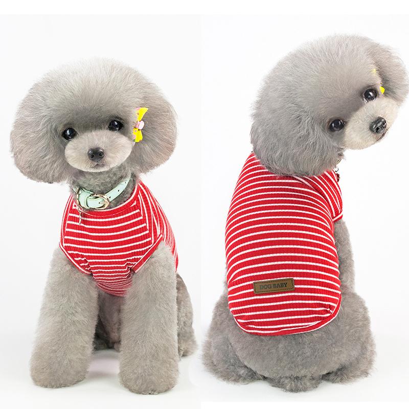 Comfortable Striped Dog Cat T-Shirt Polyester Cotton Blend Breathable Classic Design Spring/Summer/Fall 5 Colors Available Hand