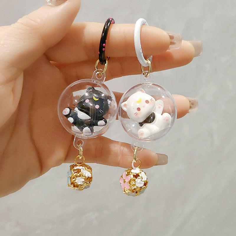 1 Piece Household Student Schoolbag Pendant Cute Three-Dimensional Bell-Shaped Cat Wind Chime Keychain Girl Bag Accessories