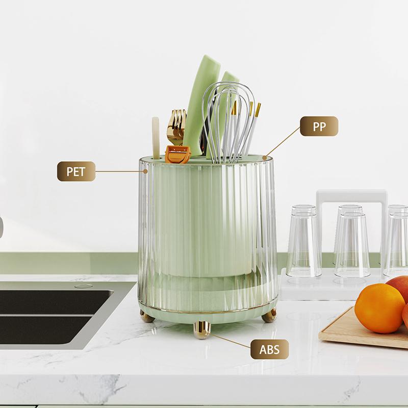 Кухонная вращающаяся подставка для ножей, подставка для мисок, палочек для еды, контейнер, интегрированный ящик для хранения посуды и ножей