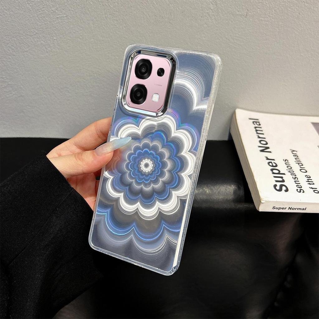 Чехол для OPPO A6 Pro 4G/5G, переливающийся градиентный цветочный прозрачный чехол, противоударная защита объектива камеры