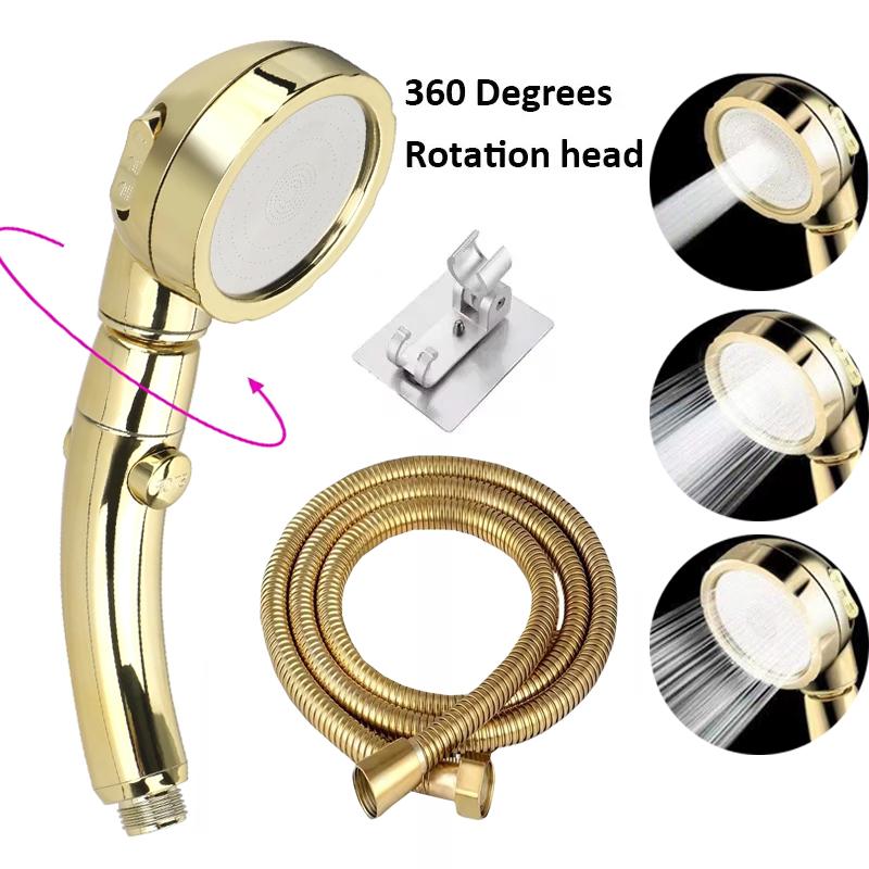 Душевая головка высокого давления с тремя режимами струи, шлангом и держателем, вращающаяся на 360 градусов, ручная душевая головка Abs, аксессуары для ванной комнаты