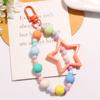 Colored Hollow Out Five-Pointed Star Keychain Pendant Dopamine Colorful Style Beaded Chain Earphone Case Keychain Accessories